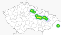 Mapa výskytu bouřek nad Českem k 20. listopadu