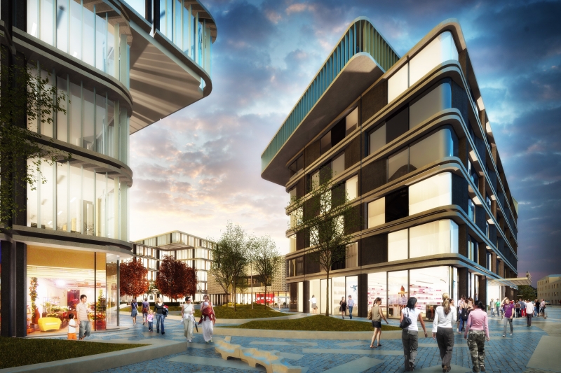 Pohled do průčelí souboru / Vizualizace: Jakub Cigler Architekti
