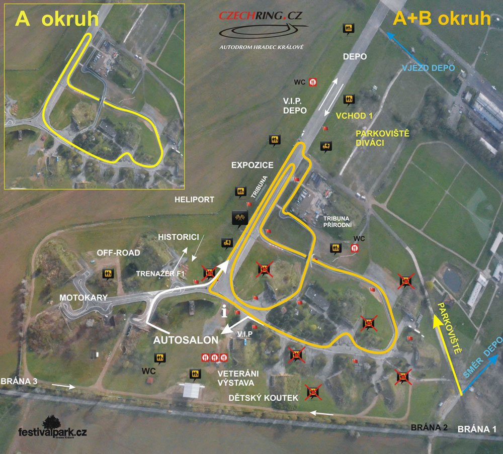 Mapa trati a areálu autodromu Czechring