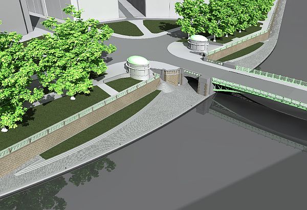 Pohled na promenádu u Pražského mostu