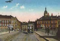 Koleje na Pražském mostě, tramvaj je zde domalována / Foto: Geocaching