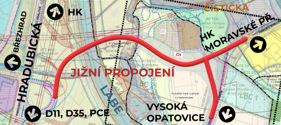 Jižní propojení u Hradce / Foto: Koláž HKCITY