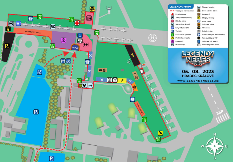 Mapa areálu premiérové akce Legendy nebes / Foto: LN