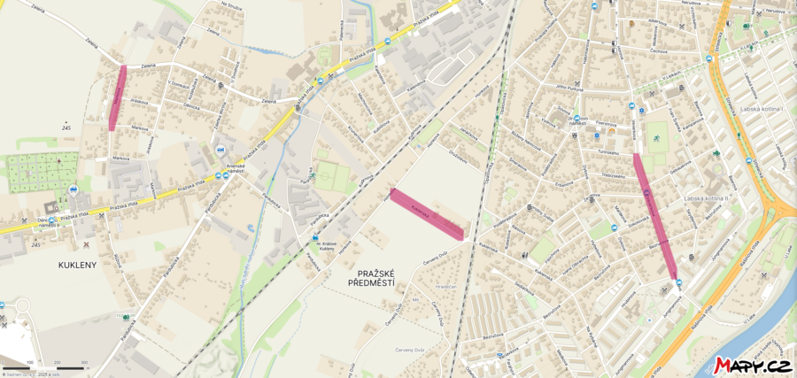 Mapa oprav místních komunikací / Mapy.cz