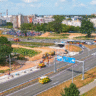 Čtvrtá etapa na Miletě finišuje, snímek z 20. července při budování chodníku na zastávce Heyrovského / Foto: webkamera hkfree.org