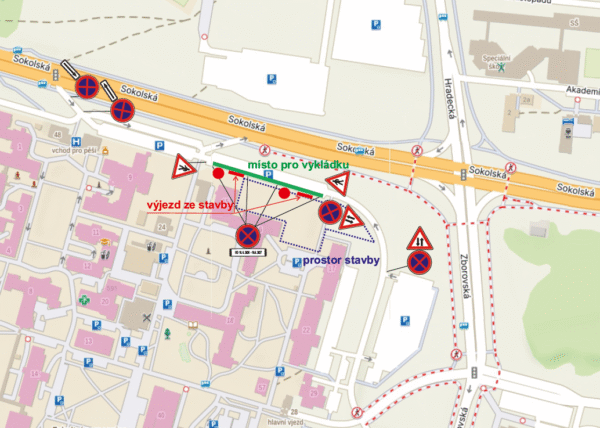 První fáze stavby potrvá do 31. 8. viz přiložená mapa / Foto: vyhláška MMHK