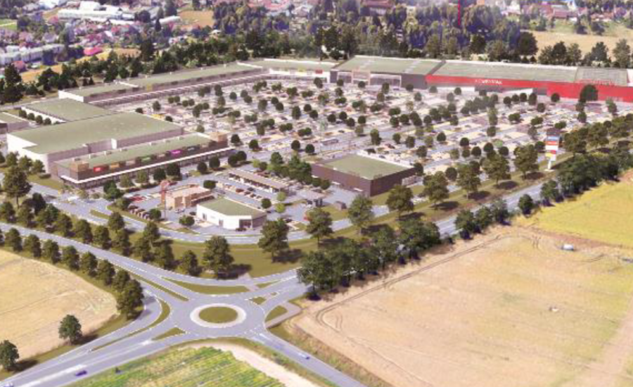 Pohled na Shopping park Nová Zelená / Pramen: dokumentace EIA SPNZ/Endeta/Vymetálek Architects